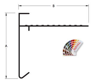 Aluminium Daktrim 60 x 45 mm - RAL kleur - Lang 2,5 mtr